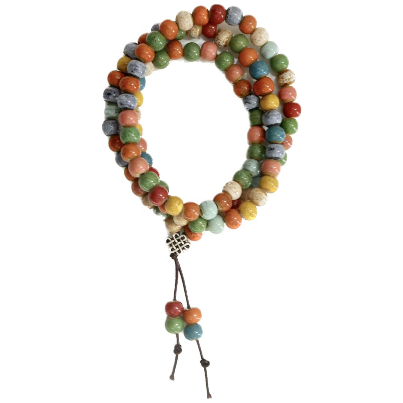 Native American Bracelet for Women Cute Colorful Ceramic Wrap Bracelet 3 Row Wide Layered Stackable Beaded Stretch Bracelet Vintage Native Jewelry Bohemian Hippie Sweater Necklace for Ladies