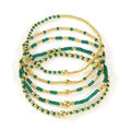 Gold Beaded Bracelets for Women Dainty Bracelet Stack Green Red Bracelets Adjuatable Stretchy Elastic Bracelets Set Trendy Fashion Jewelry Gifts