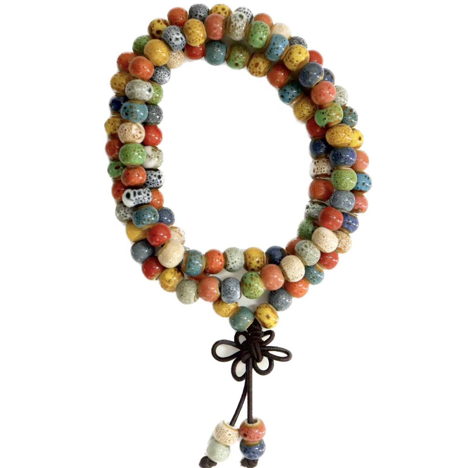 Native American Bracelet for Women Cute Colorful Ceramic Wrap Bracelet 3 Row Wide Layered Stackable Beaded Stretch Bracelet Vintage Native Jewelry Bohemian Hippie Sweater Necklace for Ladies