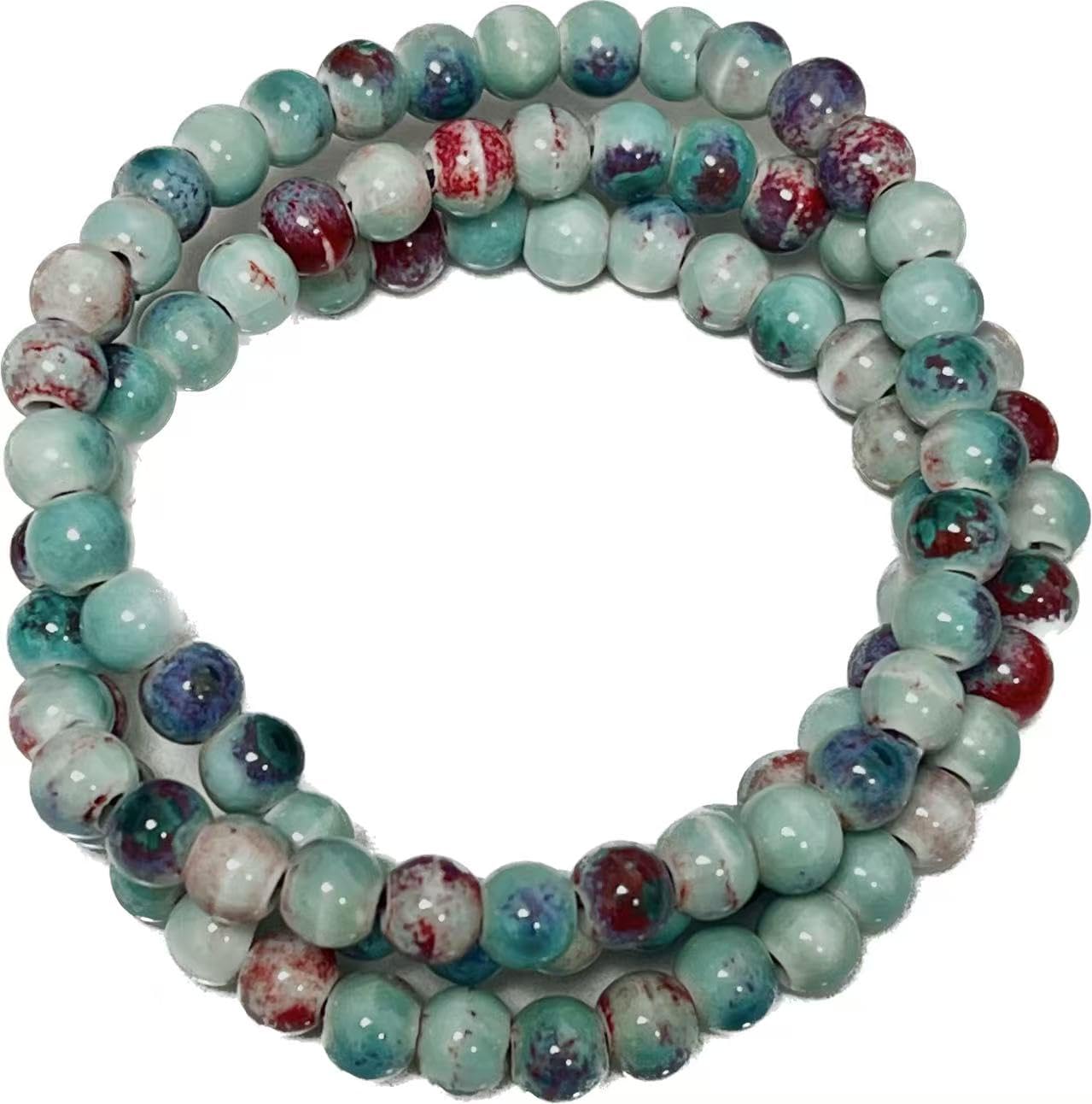 Native American Bracelet for Women Cute Colorful Ceramic Wrap Bracelet 3 Row Wide Layered Stackable Beaded Stretch Bracelet Vintage Native Jewelry Bohemian Hippie Sweater Necklace for Ladies
