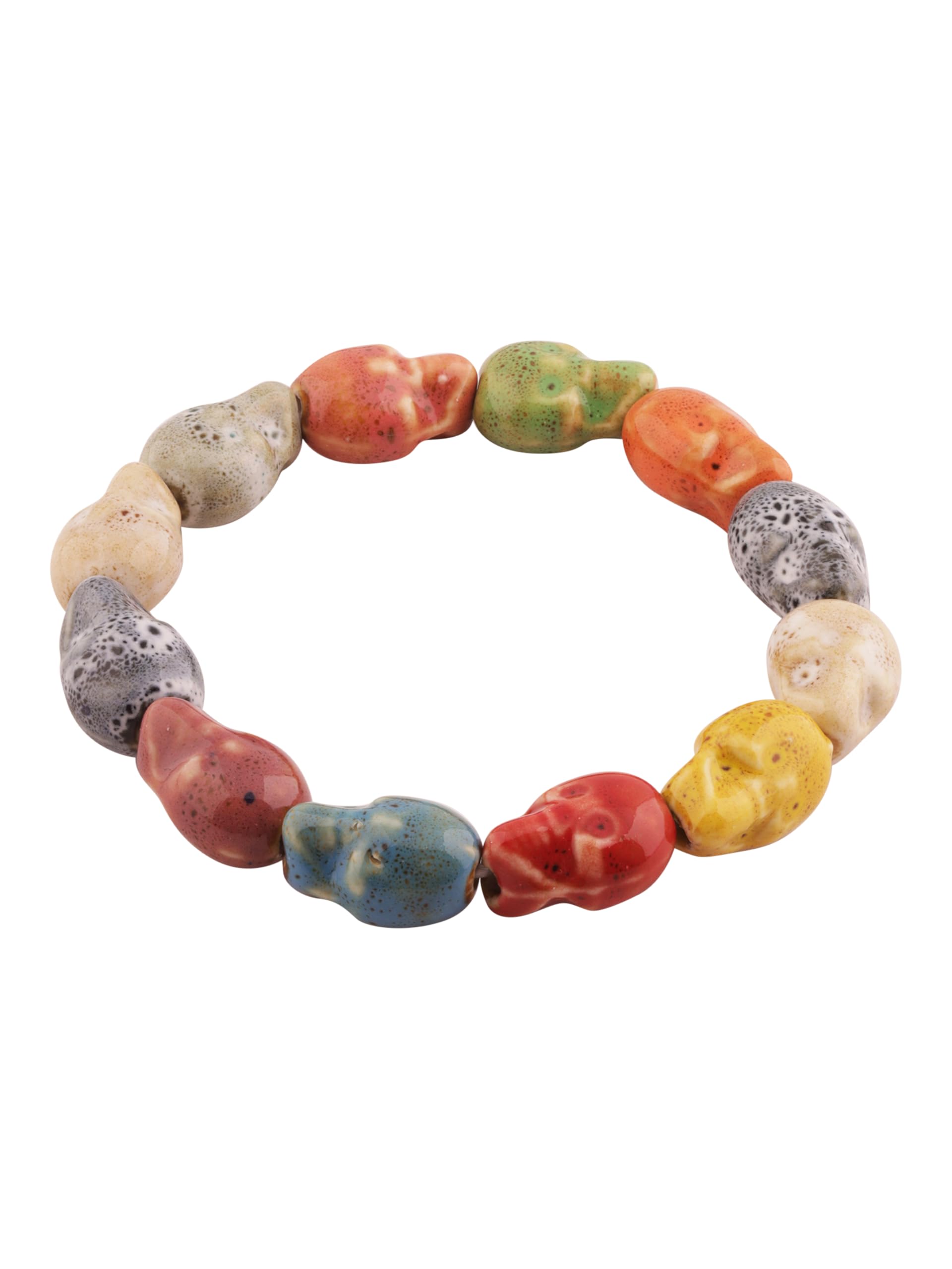MINACHI Boho Hippie Colorful Ceramic Beads Strand Stretch Bracelet, Bohemian Summer Beach Jewelry Gift for Women