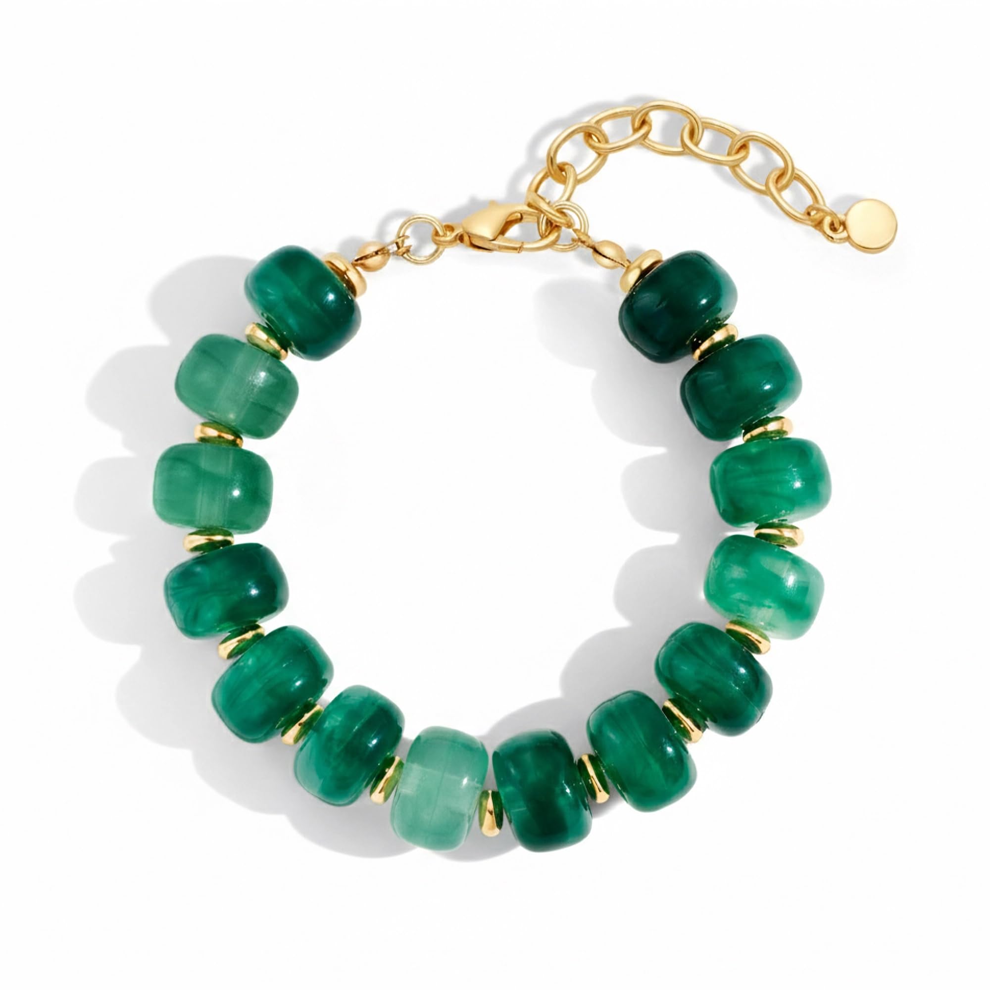 WOWORAMA Colorful Beaded Bracelets for Women Multicolor Acrylic Resin Beads Bracelet with Heart Charm Boho Statement Chunky Bracelet Summer Holiday Jewelry