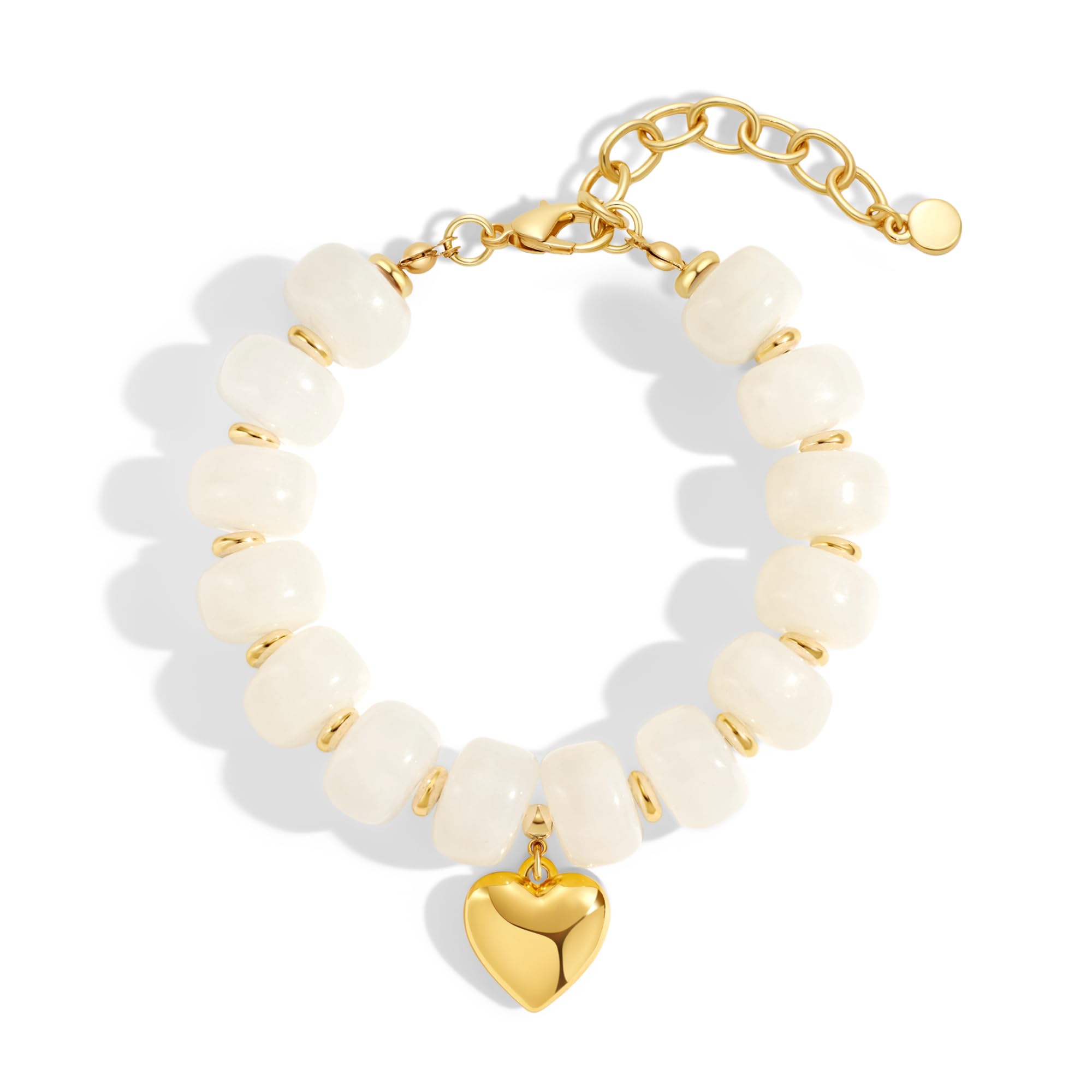 WOWORAMA Colorful Beaded Bracelets for Women Multicolor Acrylic Resin Beads Bracelet with Heart Charm Boho Statement Chunky Bracelet Summer Holiday Jewelry