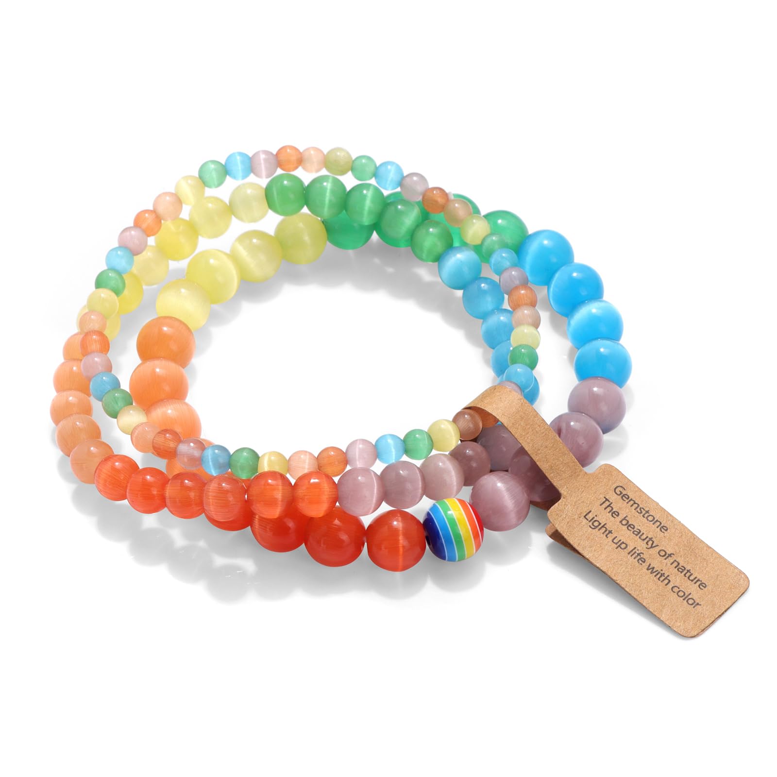 3 PCS Healing Crystal Bracelets for Women 8mm Natural Stone Beaded Stretch Bracelet Amethyst Jewelry Gifts