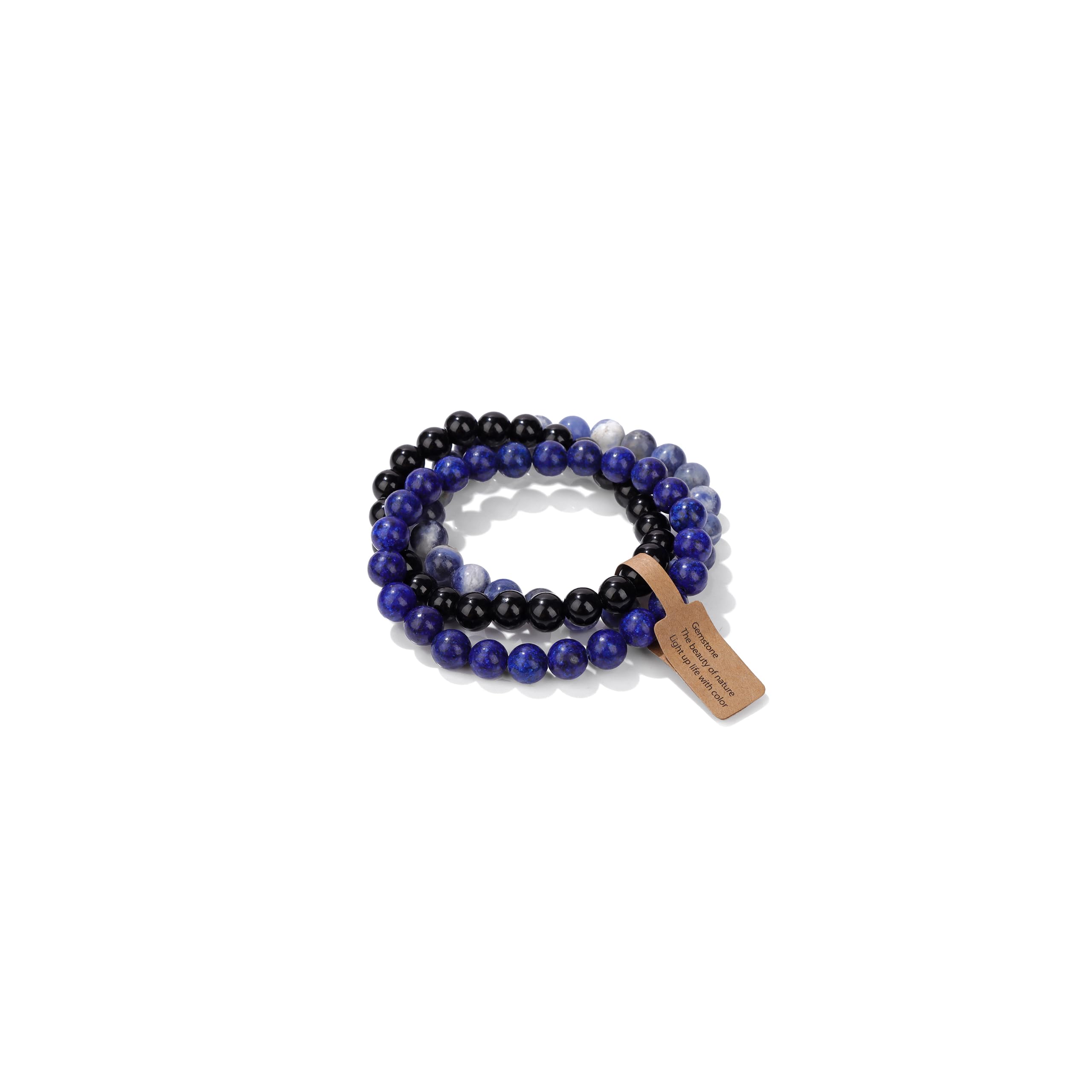 3 PCS Healing Crystal Bracelets for Women 8mm Natural Stone Beaded Stretch Bracelet Amethyst Jewelry Gifts