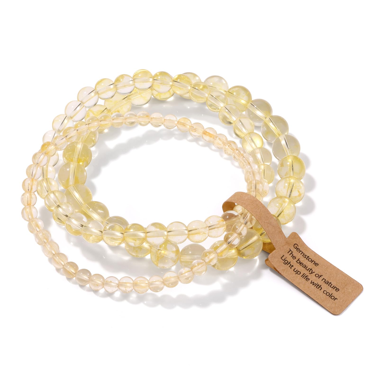 3 PCS Healing Crystal Bracelets for Women 8mm Natural Stone Beaded Stretch Bracelet Amethyst Jewelry Gifts