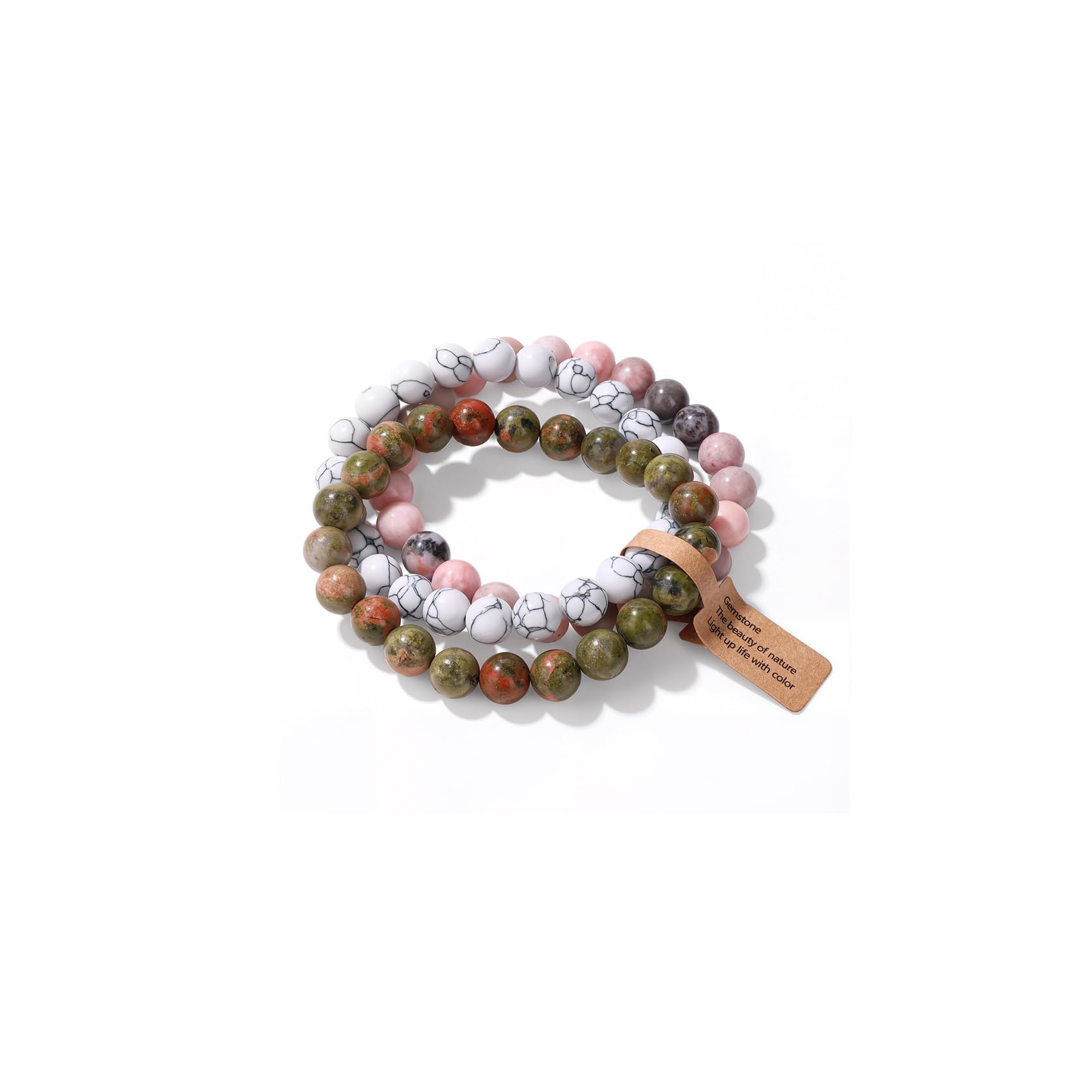 3 PCS Healing Crystal Bracelets for Women 8mm Natural Stone Beaded Stretch Bracelet Amethyst Jewelry Gifts