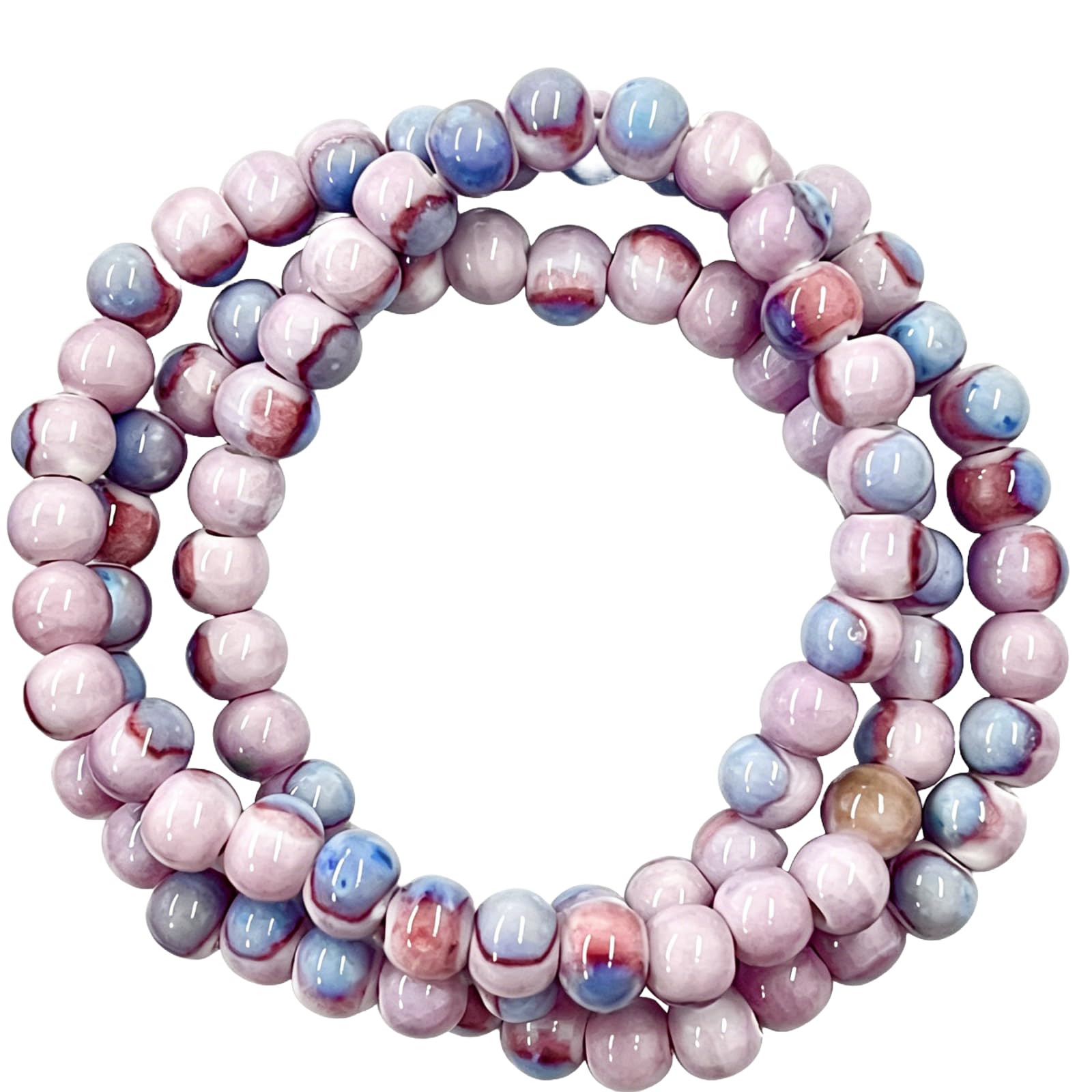 Native American Bracelet for Women Cute Colorful Ceramic Wrap Bracelet 3 Row Wide Layered Stackable Beaded Stretch Bracelet Vintage Native Jewelry Bohemian Hippie Sweater Necklace for Ladies