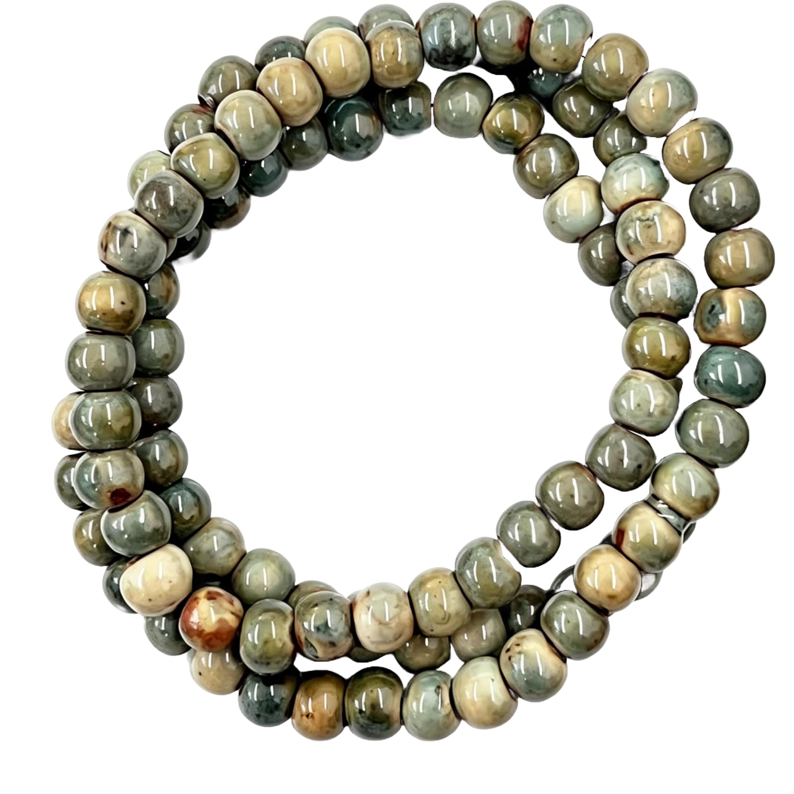 Native American Bracelet for Women Cute Colorful Ceramic Wrap Bracelet 3 Row Wide Layered Stackable Beaded Stretch Bracelet Vintage Native Jewelry Bohemian Hippie Sweater Necklace for Ladies