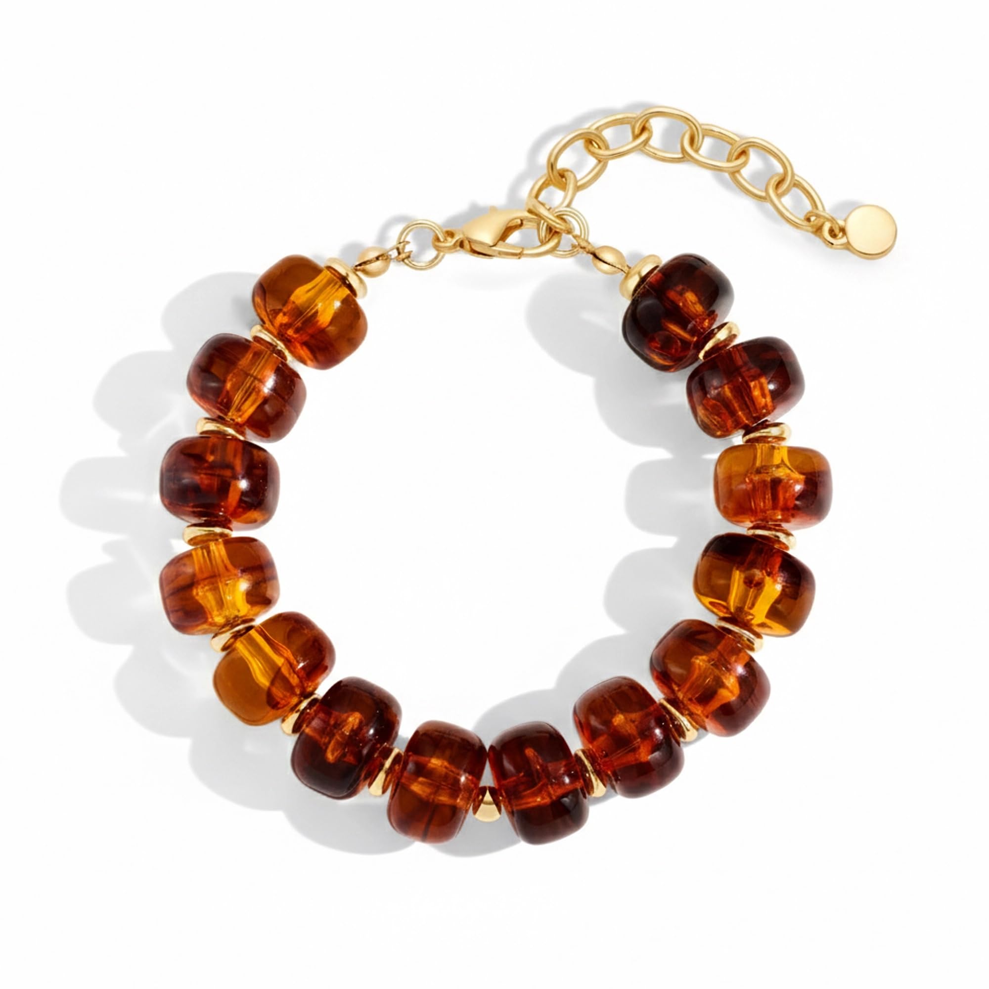 WOWORAMA Colorful Beaded Bracelets for Women Multicolor Acrylic Resin Beads Bracelet with Heart Charm Boho Statement Chunky Bracelet Summer Holiday Jewelry