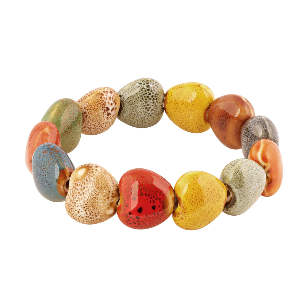 MINACHI Boho Hippie Colorful Ceramic Beads Strand Stretch Bracelet, Bohemian Summer Beach Jewelry Gift for Women
