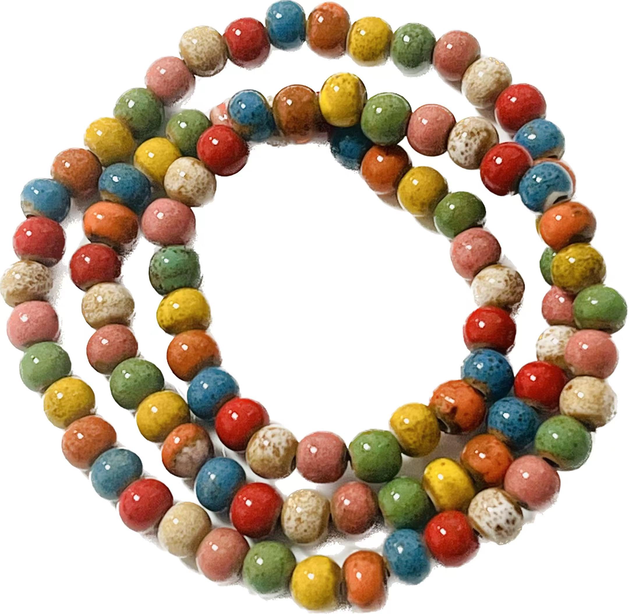Native American Bracelet for Women Cute Colorful Ceramic Wrap Bracelet 3 Row Wide Layered Stackable Beaded Stretch Bracelet Vintage Native Jewelry Bohemian Hippie Sweater Necklace for Ladies